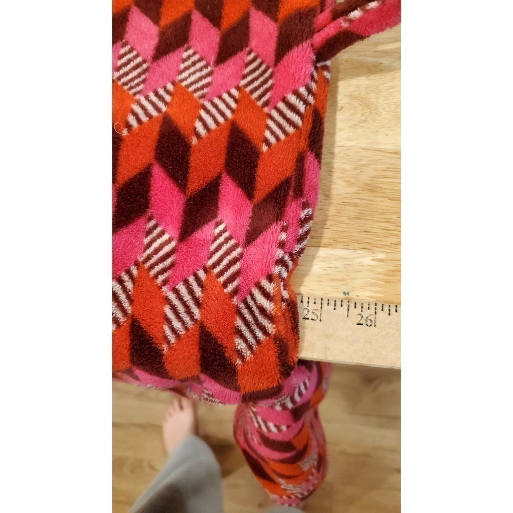 Vera Bradley Geometric Print Terry Short Robe Pink & Red - Picture 10 of 12